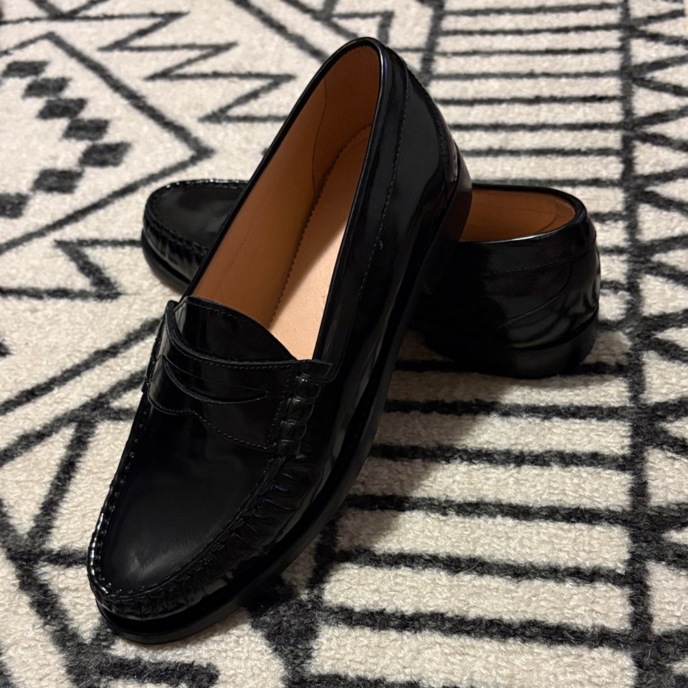 J Crew Classic Leather Black Loafers